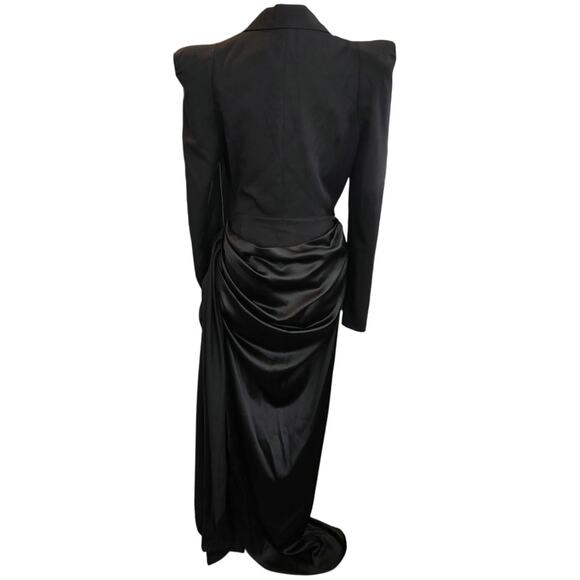 NWT Yris Black Maxi Deep Plunge Drape Dress Sz. Large - Picture 5 of 11